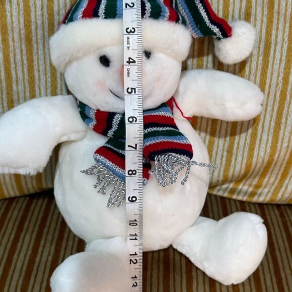 Commonwealth Snowman Plush Toy Striped Hat Scarf 14" Christmas Holiday Stuffed - Picture 7 of 8